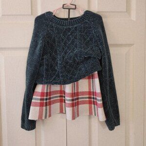 Tommy Bahama Girls Green Sweater & Red Plaid Skirt Set M (7/8) Christmas Outfit